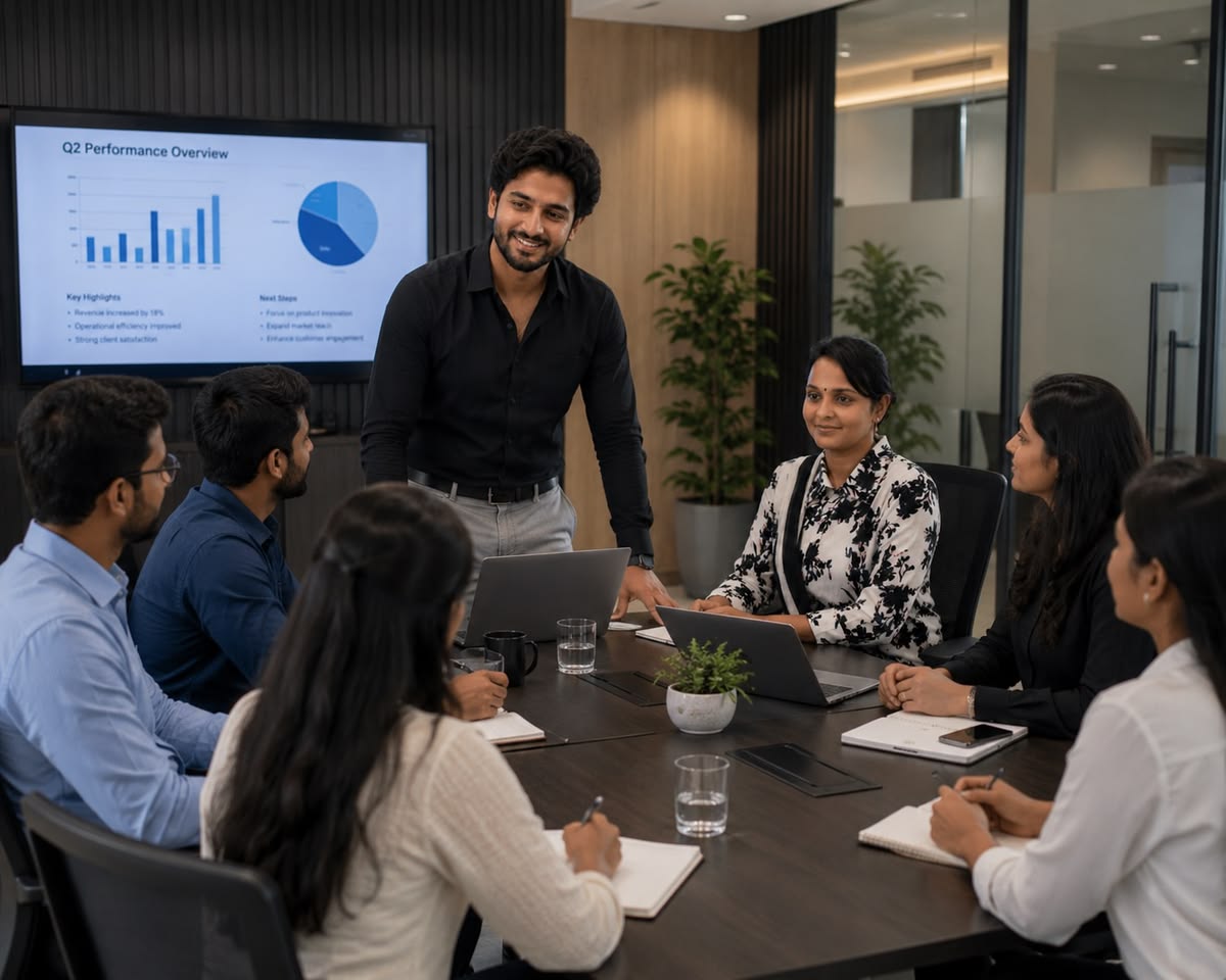 Software team discussing business architecture and delivery